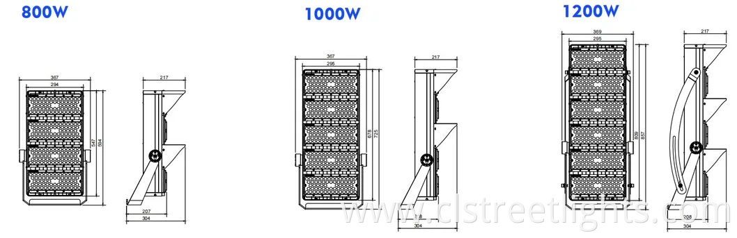 600W 1200W High Power Narrow Beam Angle Floodlight Waterproof IP65 Dimmable Power Adjustable Motion Sensor LED High Mast Light Stadium Light LED Flood Light